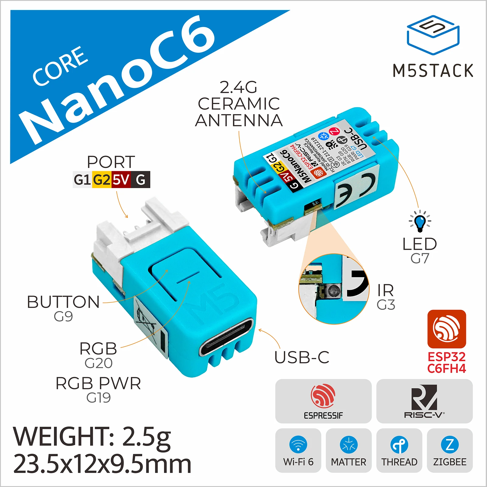 M5Stack NanoC6 ESP32-C6 Develo - Esp32 Smart Home Kit 评论和价格